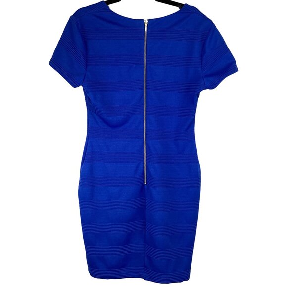 Bisou Bisou Dress Size 12 Blue‎ V-Neck Short Sleeve Bodycon Fitted - Picture 7 of 9